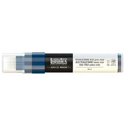 Abbildung von Liquitex 4610316 Professional Paint Marker, Acrylmarker mit hochpigmentierte Acrylfarbe auf Wasserbasis für den Innenbereich &amp; Außenbereich, breite Spitze Phthaloblau Grünton