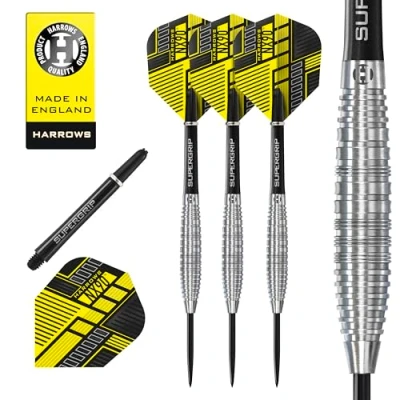 Abbildung von Harrows NX90 Bomb &amp; Parallel Shape Darts Set I Professionelle Dartpfeile mit 90% Wolframstahlspitze, ALLE Gewichte Pro 10 teiliges schwarzen Supergrip (Bomb Shape, 21g)