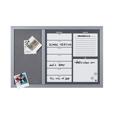 Abbildung von Bi Office MX03400529 Kombiplaner, MDF Rahmen lackierter Stahl Filz, 60 x 40 cm großer, grau/weiß