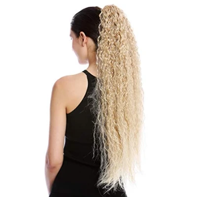 Abbildung von WIG ME UP N857 V 24BT613 Haarteil Zopf Pferdeschwanz extrem lang voluminös lockig Krepplocken gekreppt Afro Kinks Blond Platin Gesträhnt 75 cm