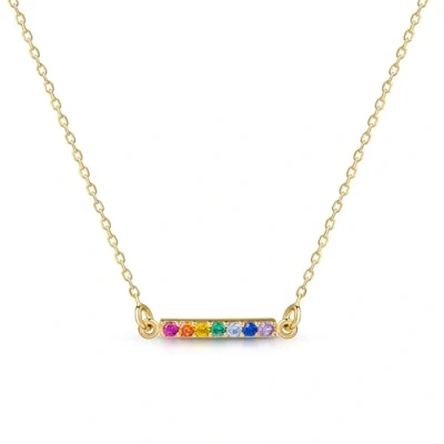 Abbildung von Amberta Lumini Damen Regenbogen Halskette aus 925 Sterling Silber mit Mehrfarbig Kristall: Gold Bunte Kette