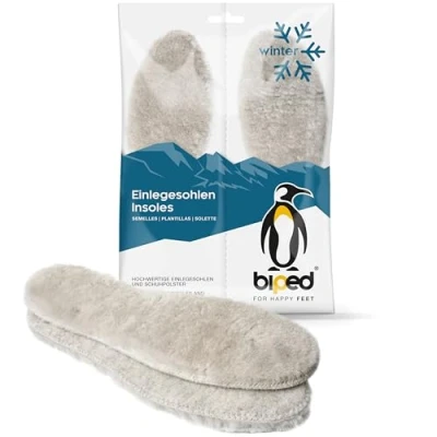 Abbildung von biped Premium Lammfell Einlegesohlen Extra weiche, dicke Winter Schuheinlagen Wärmende Fellsohlen mit Filz Unterseite z1022(38)