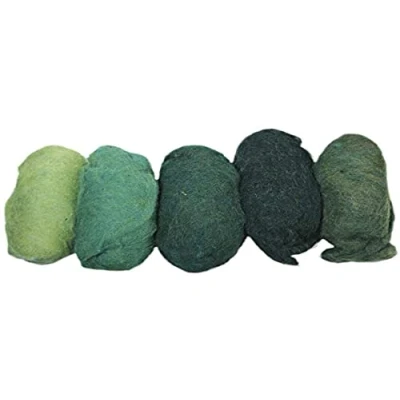Abbildung von Rayher Hobby Reine Schurwolle, meliert, Vlies, 5 Farben á 20 g, (gesamt 100 g), Grüntöne, 100% Wolle zum Filzen, Märchenwolle, Filzwolle, 5363700, Grün töne