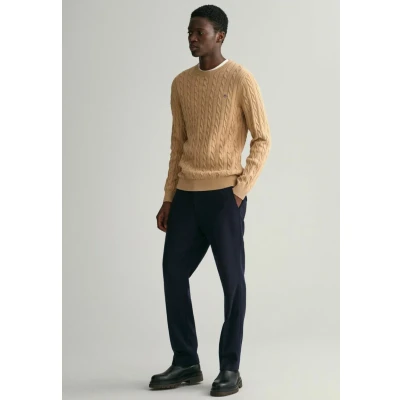 Abbildung von GANT Herren Cotton Cable C Neck Pullover, Khaki Mel, L