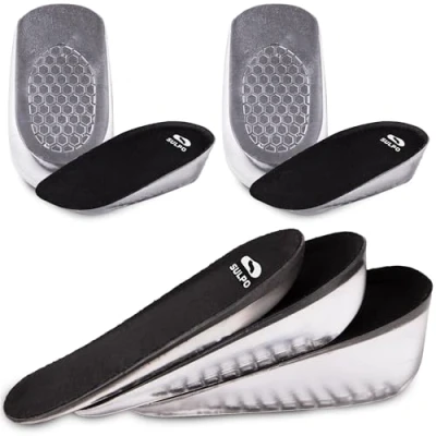 Abbildung von SULPO 2Paare Halbe Einlegesohlen Herren, Einlagen Schuhe für Höhenvergrößerung, Schuheinlagen, Orthopädische Gel Kissen, Fersenerhöhung Fersenkissen Fersen und Beinlängendifferenz