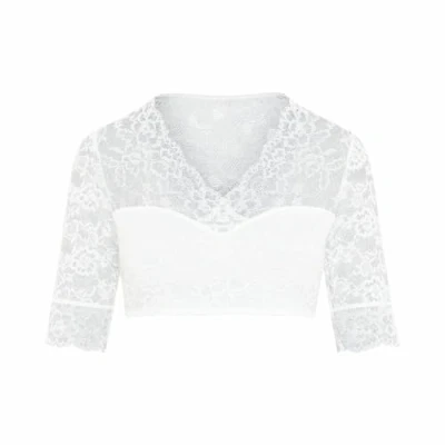 Abbildung von Susa Damen 5568 Wiesn Zauber Dirndl Bluse halbarm, Durchscheinend, Ivory, 48