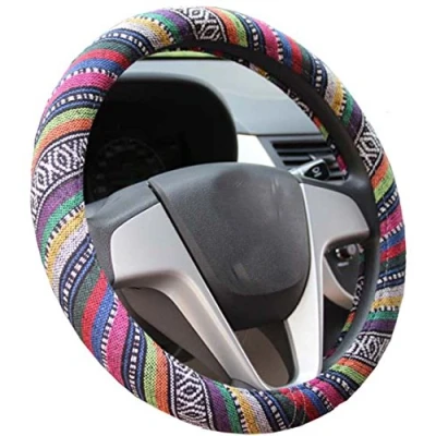 Abbildung von Mayco Bell 2016 Ethnischer Stil Grob Flachs Tuch Auto Lenkradhüllen Fahrzeug Lenkradabdeckung Anti Rutsch Und Schweiß Absorption Wrap Abdeckung(C)