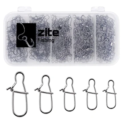 Abbildung von Zite Fishing Karabiner Snaps zum Spinnfischen Einhänger Vorfach Wirbel Angeln 5 Größen Angelwirbel für Forellen Köder, Hecht Köder &amp; Barsch in Box #000 #2