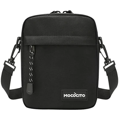 Abbildung von MOCOCITO Umhängetasche, Schultertasche für Herren, Kuriertasche aus Nylon, Messenger Bag Tägliches Leben Reise(Schwarz)