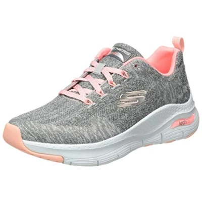 Abbildung von Skechers Damen Arch Fit Comfy Wave Sneaker, Gray Knit Pink Trim, 37.5 EU