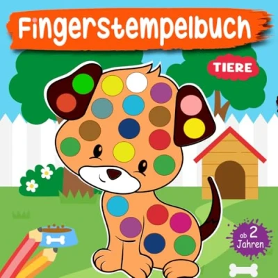 Abbildung von Fingerstempelbuch Ab 2 Jahren: Tiere, Fingerstempeln für Kinder Mit 50 süßen Fingerabdruck Tieren, Malen und Basteln Jungen Mädchen.