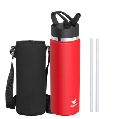 Abbildung von AORIN Trinkflasche Edelstahl, 750ml Auslaufsichere Wasserflasche mit Strohhalm, BPA Frei Kinder, Vakuumisolierte Thermoskanne für Sport, Schule, Fitness, Outdoor