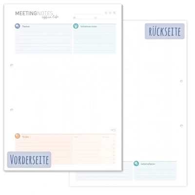 Abbildung von Häfft Meeting Notes Block A4 mit 50 Blatt &amp; Lochung für Besprechungen und Projekte klimaneutral nachhaltig