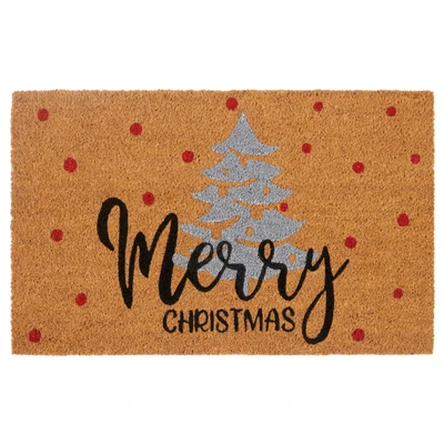 Abbildung von Hanse Home Kokos Fußmatte Weihnachten rutschfeste Schmutzfangmatte Natur für Innen, Fußabtreter Silver Christmas Tree Kokosfaser Kokosmatte Eingangsbereich &amp; überdachten Außenbereich 40x70cm
