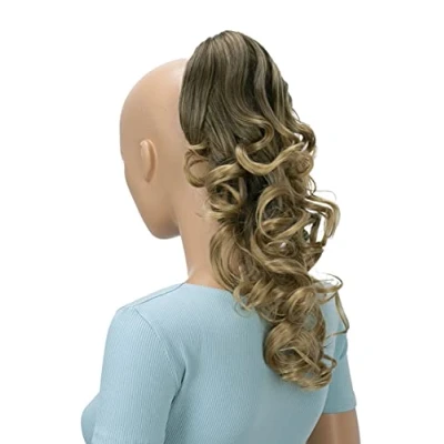 Abbildung von CAISHA 40cm Haarzopf Lily Haarteil mit Butterflyklammer Pferdeschwanz Haarverlängerung Voluminös Gewellt Ombré Braun Blond H143