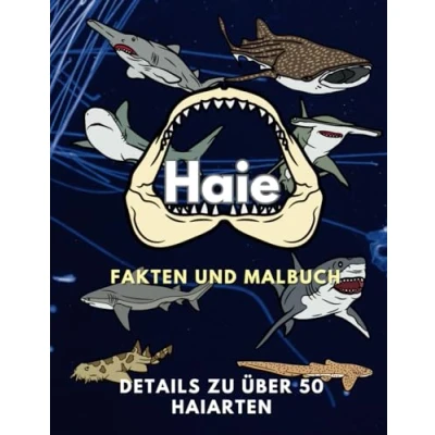 Abbildung von Haie: Fakten und Malbuch: Witziges Malbuch für Kinder im Alter von 2 bis 16 Jahren (Tierfakten Malbücher)