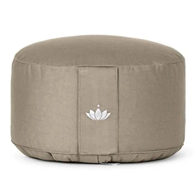 Abbildung von Lotuscrafts® Meditationskissen, Extra hoch mit 20 cm Sitzhöhe, Yoga Kissen Dinkelfüllung, Yogakissen Rund, Bodenkissen Bezug waschbar, GOTS Zertifiziert
