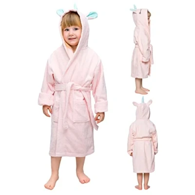 Abbildung von Twinzen Kinderbademantel Einhorn Junge und Mädchen 100% Baumwolle Oeko TEX® 7 8 Jahre