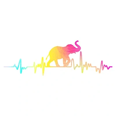 Abbildung von Finest Folia Aufkleber Herzschlag Tiere Breite 27cm Lifeline Heartbeat Deko Sticker Selbstklebend für Auto Kühlschrank Laptop Autoaufkleber K150 (Hologramm, 05 Elefant)