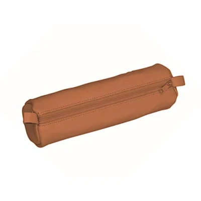 Abbildung von ALASSIO 43147 Schlamperrolle aus echtem Leder, Stiftetui braun, Schlamper ca. 21 x 6 cm, Schlampermäppchen rund, Etui für Schreibgeräte, Faulenzer mit Reißverschluss