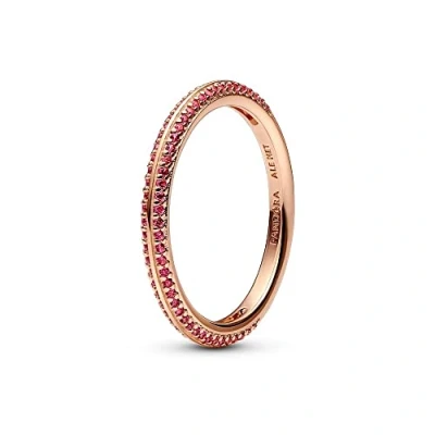 Abbildung von PANDORA ME Pavé Ring Größe 58 aus rosévergoldeter Metalllegierung mit syntetischen Rubinen, Ausschließlich Kompatibel ME, 189679C02