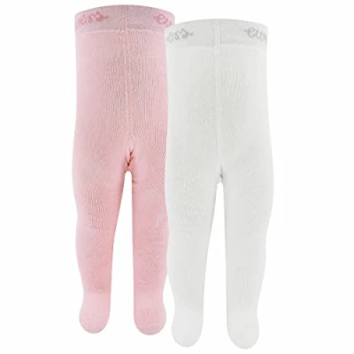 Abbildung von EWERS 2er Pack THERMO Babystrumpfhose/Kinderstrumpfhose Uni, 2 Strumpfhosen aus Baumwolle mit Innenplüsch und Komfortbündchen, Hellrosa/Beige, Größe 80 86