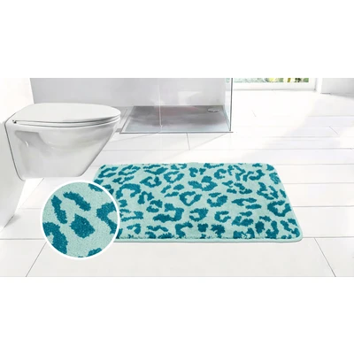 Abbildung von OTTO home Badematte "Anna Leo, Badvorleger, Badezimmer Teppich, Duschvorleger" Höhe 15 mm rutschhemmend beschichtet fußbodenheizungsgeeignet schnell trocknend mit Animal Print, modernes Muster, weich