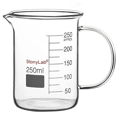 Abbildung von stonylab Glasbecher mit Griff, Borosilikatglas Graduierter niedriger Form Griffin Becher Griff und Ausgießer, 250 ml