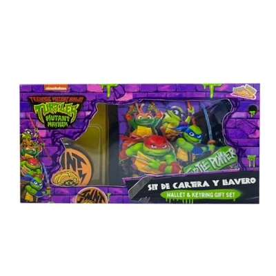 Abbildung von CyP Brands Ninja Turtles Geschenk Set, Geldbörse, Schlüsselanhänger, Mehrfarbig, offizielles Produkt