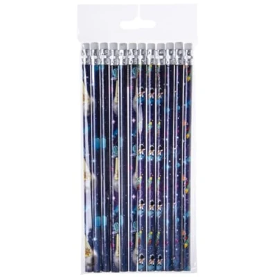 Abbildung von 12er Set Bleistifte mit Radiergummi, Weltraum Space 19cm