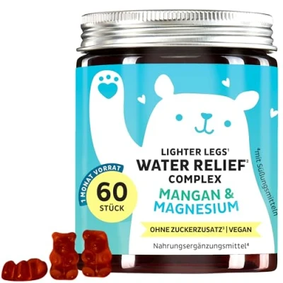 Abbildung von Entwässerung Gummibärchen Vitamin C, Magnesium, Mangan &amp; Brennnessel Extrakt Elektrolytgleichgewicht leichte Beine 60 Stück Vegan Ohne Zuckerzusatz Bears with Benefits