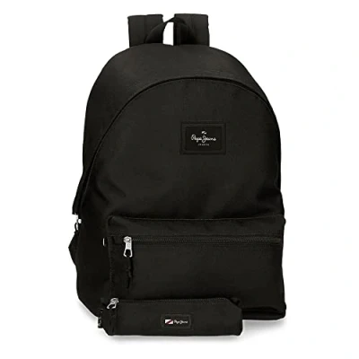 Abbildung von Pepe Jeans Aris Laptop Rucksack 15,6&quot; + Schul Bleistiftmappe Schwarz 31x44x17,5 cms Polyester 0 23.87L