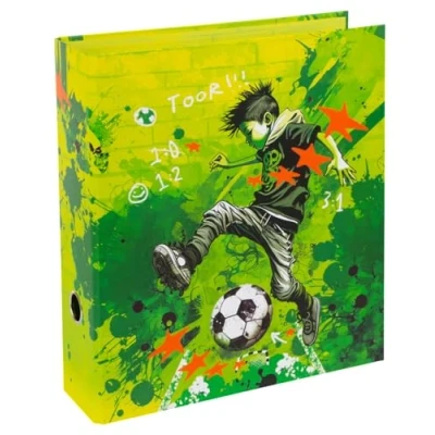 Abbildung von goldbuch 33 133 Ordner Stürmer, Aktenordner 28,5 x 32 8 cm, Einband aus Kunstdruck, Hefter mit Hebelmechanik Metall, Motiv Fußballspieler, Heftordner für Mädchen und Jungen, Stehordner Grün