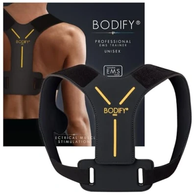 Abbildung von Bodify® EMS Nackentrainer Pro Gezielte Stimulation der Nacken Muskulatur! Muskelaufbau und verbesserte Haltung Training Nackenmuskeltrainer für Männer Frauen DAS ORIGINAL