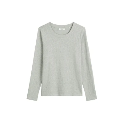 Abbildung von Marc O&#039;Polo Denim DFC Longsleeve Regular AUS Heavy SLUB Langarmshirt, Damen, Größe: Small, Stone melange