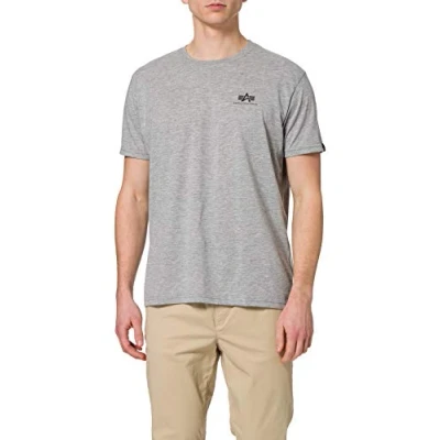 Abbildung von Alpha Industries Small LOGO Tshirt print, Herren, Größe: XL, Grey heather