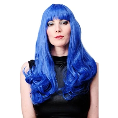 Abbildung von WIG ME UP WIG021 BLUE Perücke Faschingsperücke Karneval Damen Katy Pony Lang Blau Alien Disco