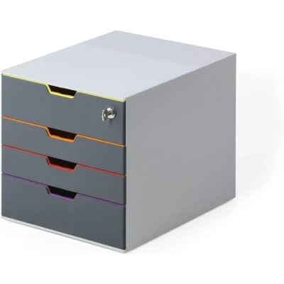 Abbildung von Durable Schubladenbox abschließbar (Varicolor 4 Safe) Fächer, mit Etiketten zur Beschriftung, mehrfarbig, 760627