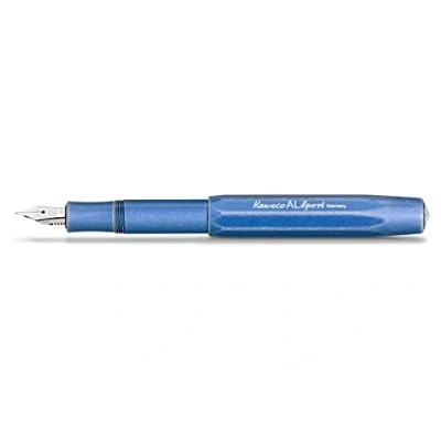 Abbildung von Kaweco AL SPORT Füllhalter Stonewashed Blue I Premium Füllfederhalter für Tintenpatronen mit hochwertiger Stahlfeder 13 cm Füller in Blau Federbreite: EF (Extra Fein)
