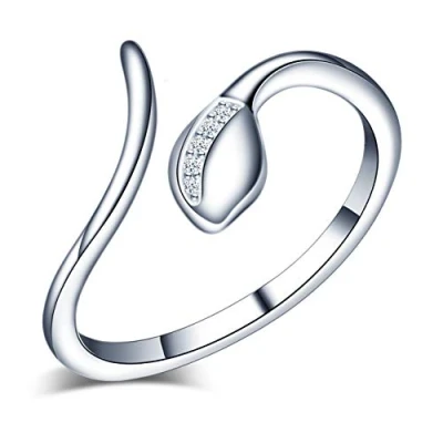 Abbildung von Yumilok Damen Ring Einstellbar Jahrestag Schlangen Partnerringe Fingerring Midi Vertrauensring Silber 925 für Frauen Mädchen