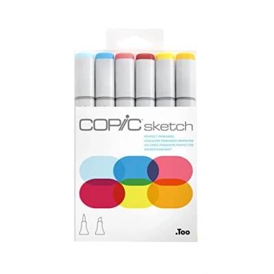 Abbildung von COPIC Sketch Set &quot;Perfect Primaries&quot;, 6 Twin Marker mit einer mittelbreiten und Brush Spitze