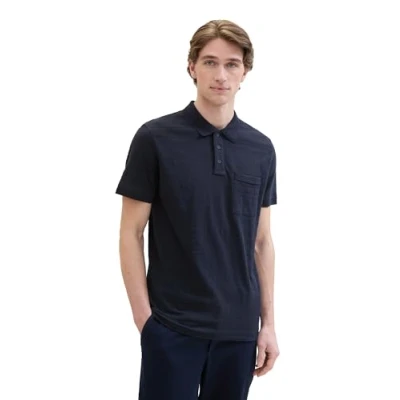 Abbildung von TOM TAILOR Herren Basic Poloshirt mit Struktur, sky captain blue, L