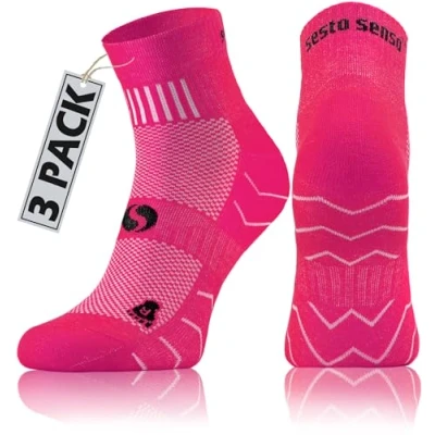 Abbildung von sesto senso 3 Paar Laufsocken Baumwolle Sportsocken Damen Herren Bunte Sport Socken 43 47 Pink