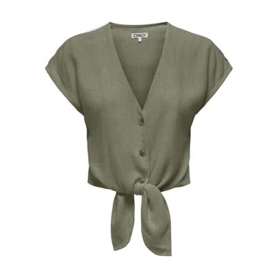 Abbildung von ONLY Onlsiesta KNOT Tshirt print, Damen, Größe: XS, Deep lichen green