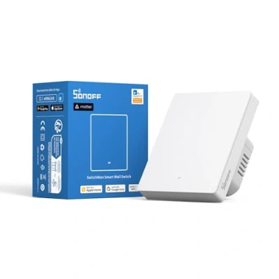 Abbildung von SONOFF Smart WLAN Wandschalter, Intelligent WiFi Lichtschalter,M5 Matter 1 Gang vom Typ 80 mit Timing, Sprachsteuerung, kompatibel &amp; Alexa Google Home (Neutralleiter erforderlich)
