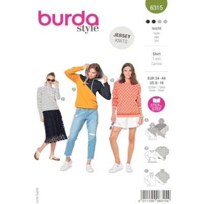 Abbildung von Burda Style Schnittmuster Kapuzenpullover, Sweatshirt und Pullover Gr. 34 44 Nählevel: Leicht