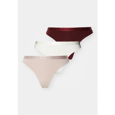 Abbildung von Tommy Hilfiger Thong 3 PACK String, Damen, Größe: 42 44, Deep rouge/beige/ivory