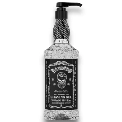 Abbildung von Bandido Shaving Gel Men Rasiergel (1000ml) Transparent Männer Rasur Herren nicht schäumend präzise der Bartkonturen mit jeder Rasierklinge Rasiermesser verwendbar (Metallic Silver)