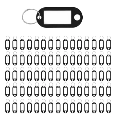 Abbildung von Westcott Schlüsselanhänger 100 Stück 100er Pack robuste Anhänger zum Beschriften Mit austauschbaren Etiketten Metall Ring in der Farbe Schwarz E 10650 00
