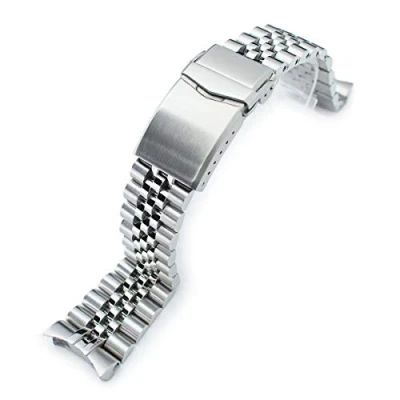 Abbildung von 22mm Super J Louis 316L Edelstahl Uhrenarmband für Seiko SKX007, Doppelverschluss mit V Verschluss